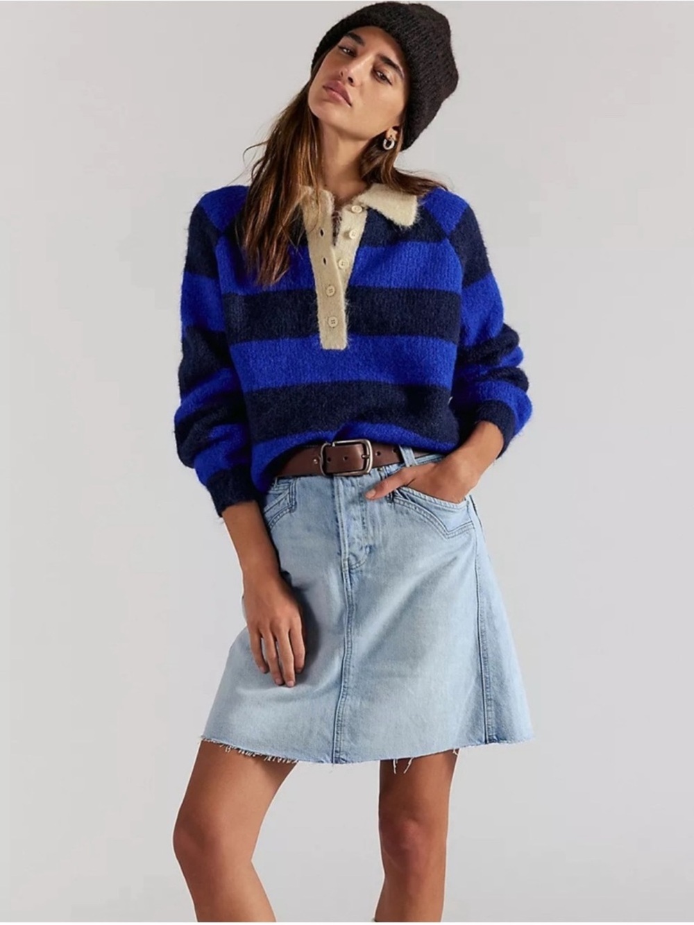 NWT Free People We The Free Suzy Denim Midi Skirt size 25